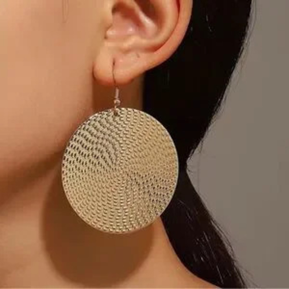 Exaggerated Gold Round Circle Drop Earrings
